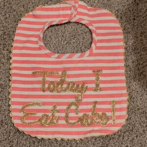 Mud Pie Pink and Gold Striped Bib
